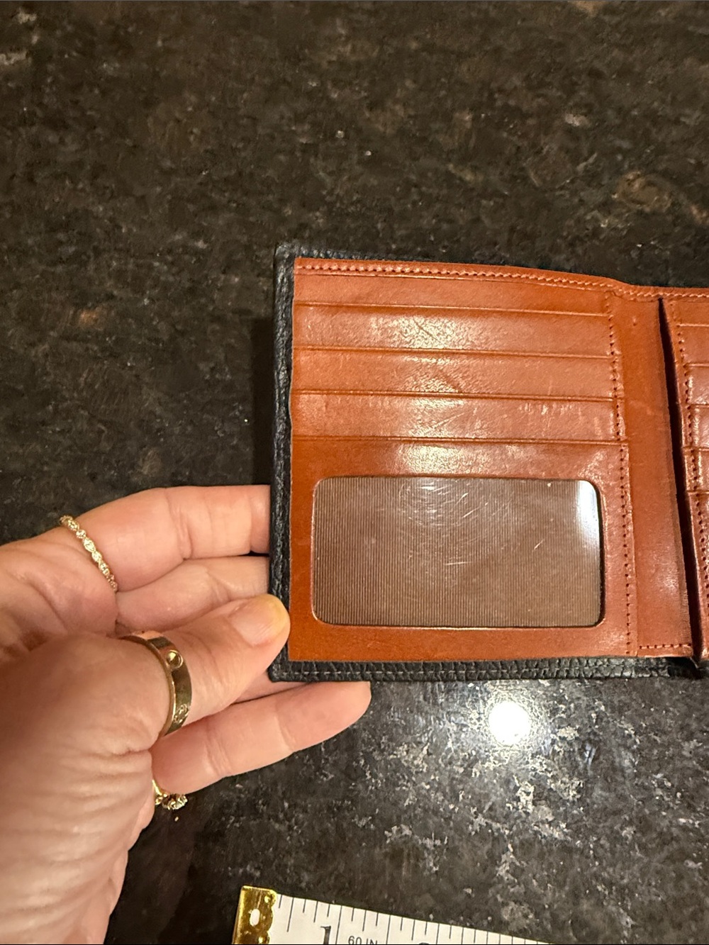 Dooney & Bourke Black Pebbled Leather wallet/Coin Purse with Brown Trim - Picture 9 of 10